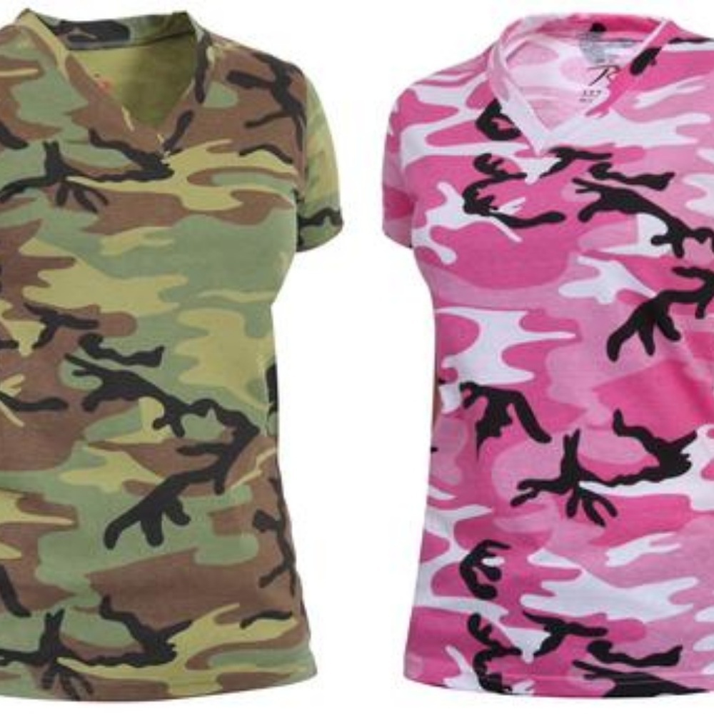 Rothco Womens Long Length Camo V-Neck T-Shirt
